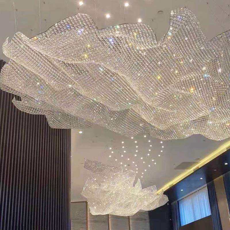 售楼部沙盘吊灯编织网水晶网飘带琉璃冰块灯艺术挂件
