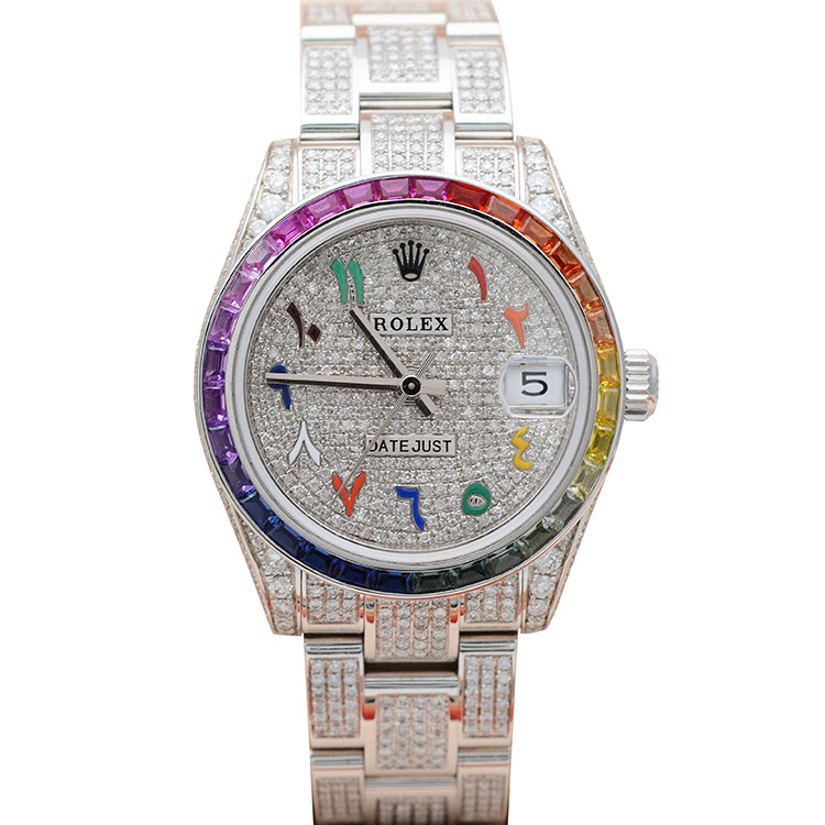 满钻[9.8新]劳力士日志型后镶钻自动机械女表31mm