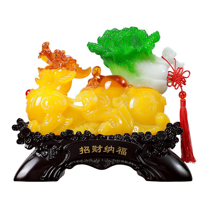 中式貔貅白菜摆件办公室酒柜客厅家居装饰品摆设店铺开业礼品