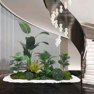 仿真植物造景仿生旅人蕉散尾葵盆栽办公室餐厅楼梯下橱窗假绿植