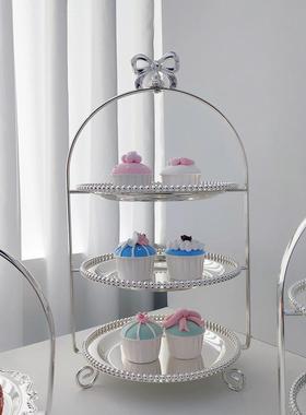 3018金属三层点心托盘蛋糕盘架子烘焙派对婚庆道具时尚家居摆件