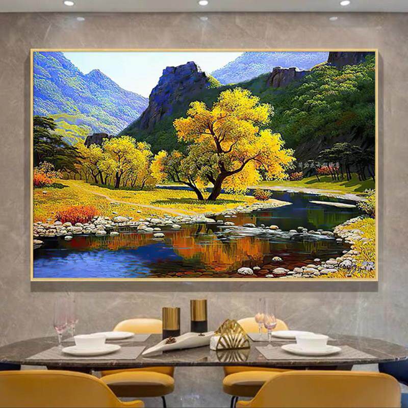 灿烂金秋欧式5D钻石画全新客厅卧室满是钻石山水画钻石十字绣线绣