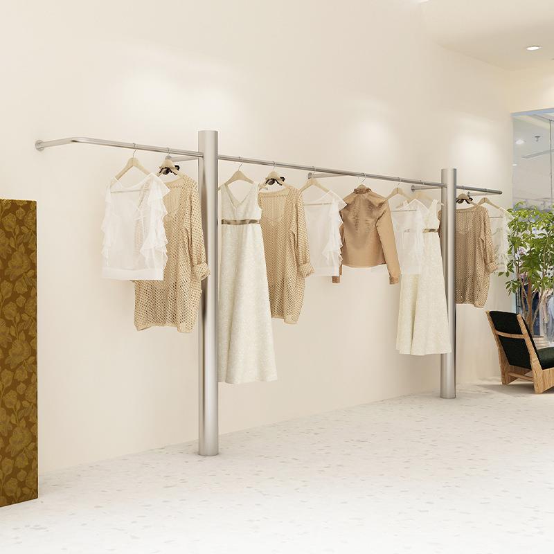 服装店展示架不锈钢上墙挂衣架男女童装落地式陈列架简约墙壁货架