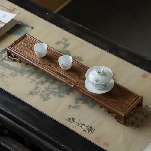 手工凤眼竹制岩石杯架茶杯架器具展示架紫砂瓷器配件茶具置物架