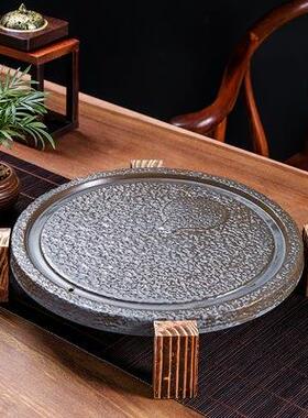 2U8K型石磨F76J566S茶盘简约陶瓷盘干泡茶台小茶圆形泡茶托复古海