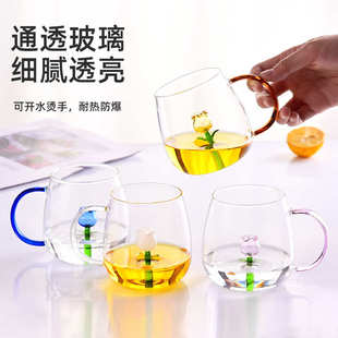 ins风立体植物造型杯3d立体玫瑰花杯创意玻璃杯果汁牛奶早餐杯