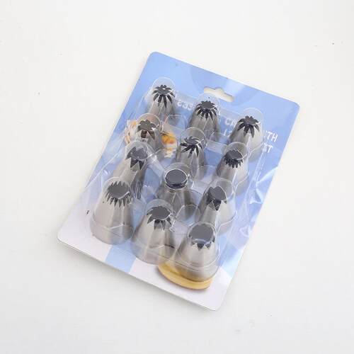 十二件套奶油嘴蛋糕裱花嘴多种形状组合304不锈钢DIY家用烘培工具
