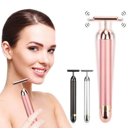 24K Gold Roller Vibrating Facial Massager Slimming Facial Sk