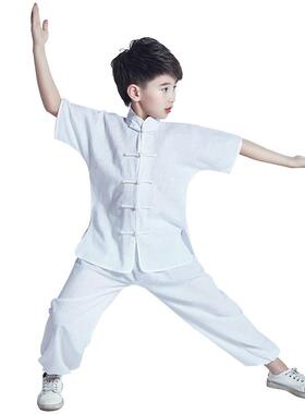 正品色童装男童装武女术健身房训练服夏季白长袖、短太袖极服表演