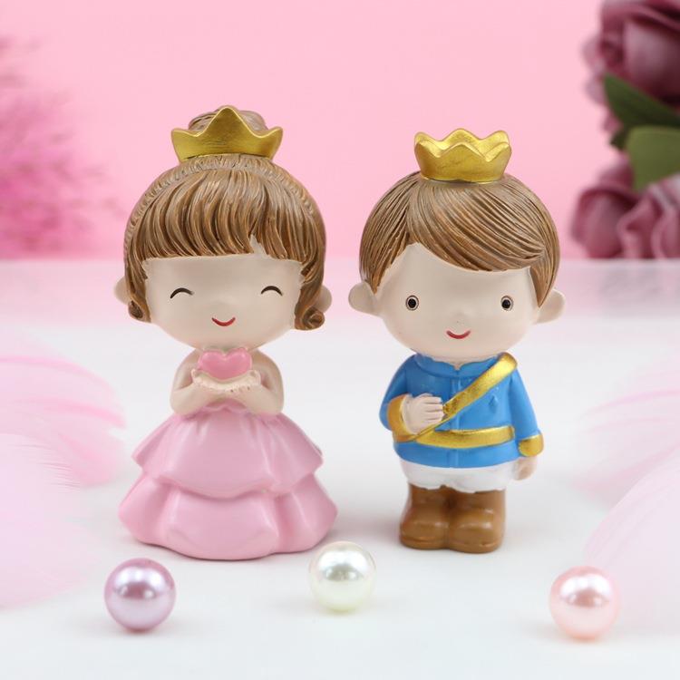 装创意可婚爱公主新王子烘焙蛋糕饰品520摆件 卡通情侣摆件 婚结