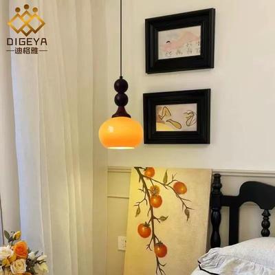 中古风卧室床头升降吊灯复古法式奶油风小吊灯新款高级感玄关吊灯