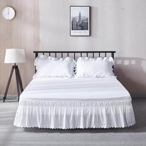 跨境弹力松紧床裙单双人床百褶床罩床尾裙Lace bed skirt 14.5 in