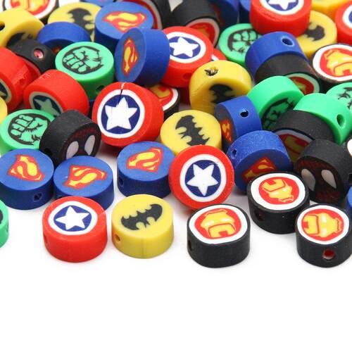 20/50/100pcs Polymer Clay Spacer Beads Superhero Cartoon