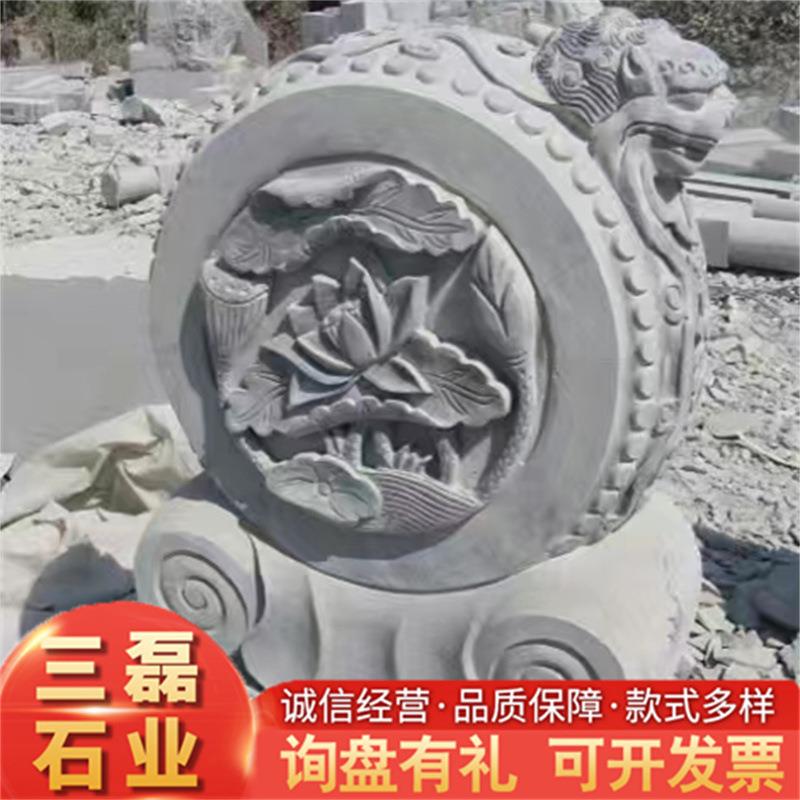 石雕抱鼓石 门口石墩 汉白玉仿古石雕抱鼓石家用大门口石雕抱鼓石