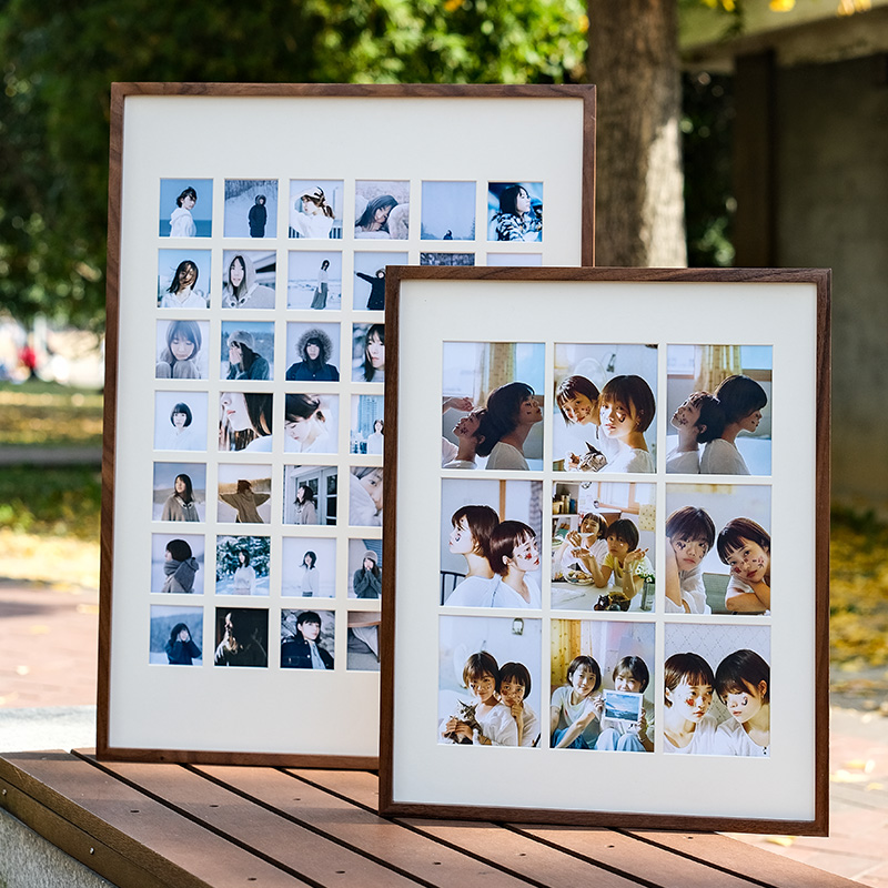 洗照片做成相框定制diy九宫格情侣婚纱相片打印装裱实木画框 挂墙