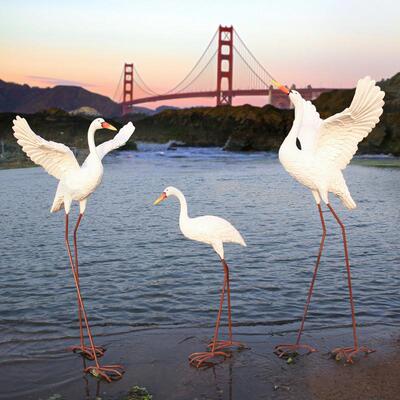 仿真白鹭摆件仙鹤雕塑大型白鹳玻璃钢假山庭院景观户外花园林装饰
