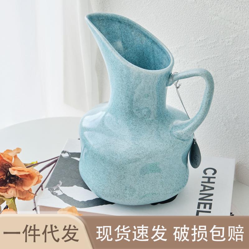 轻奢创意水壶陶瓷花瓶高级感ins水培插花瓶客厅家居摆件