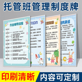 托管班管理制度幼儿园工作规程墙面，装饰画文化墙贴纸中小学生学校，辅导班级布置托儿所海报招生广告牌培训中心