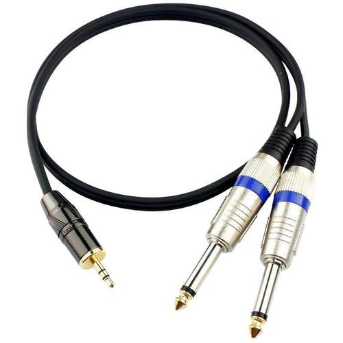 JSJ金山角3.5转6.35一分二音频线3.5转双6.5大二芯单声电脑功放线