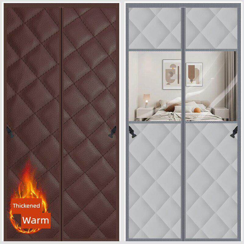 定制冬季棉质隔热防风门帘、加厚空调隔断帘、隔音、防风防寒、磁