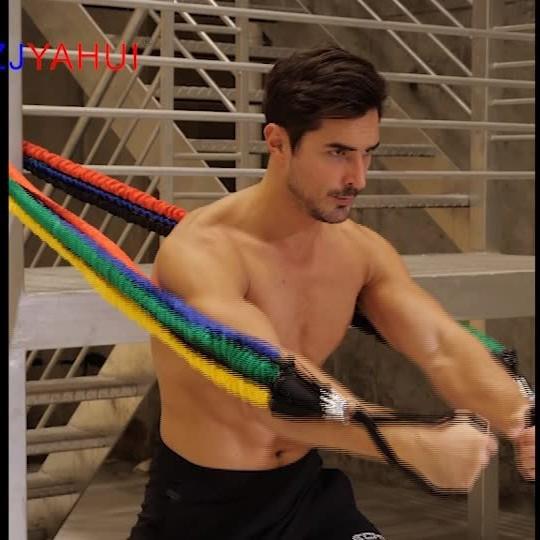 11件套防断拉力绳自由组合乳胶健身拉力器套装肌肉训练带 弹力批