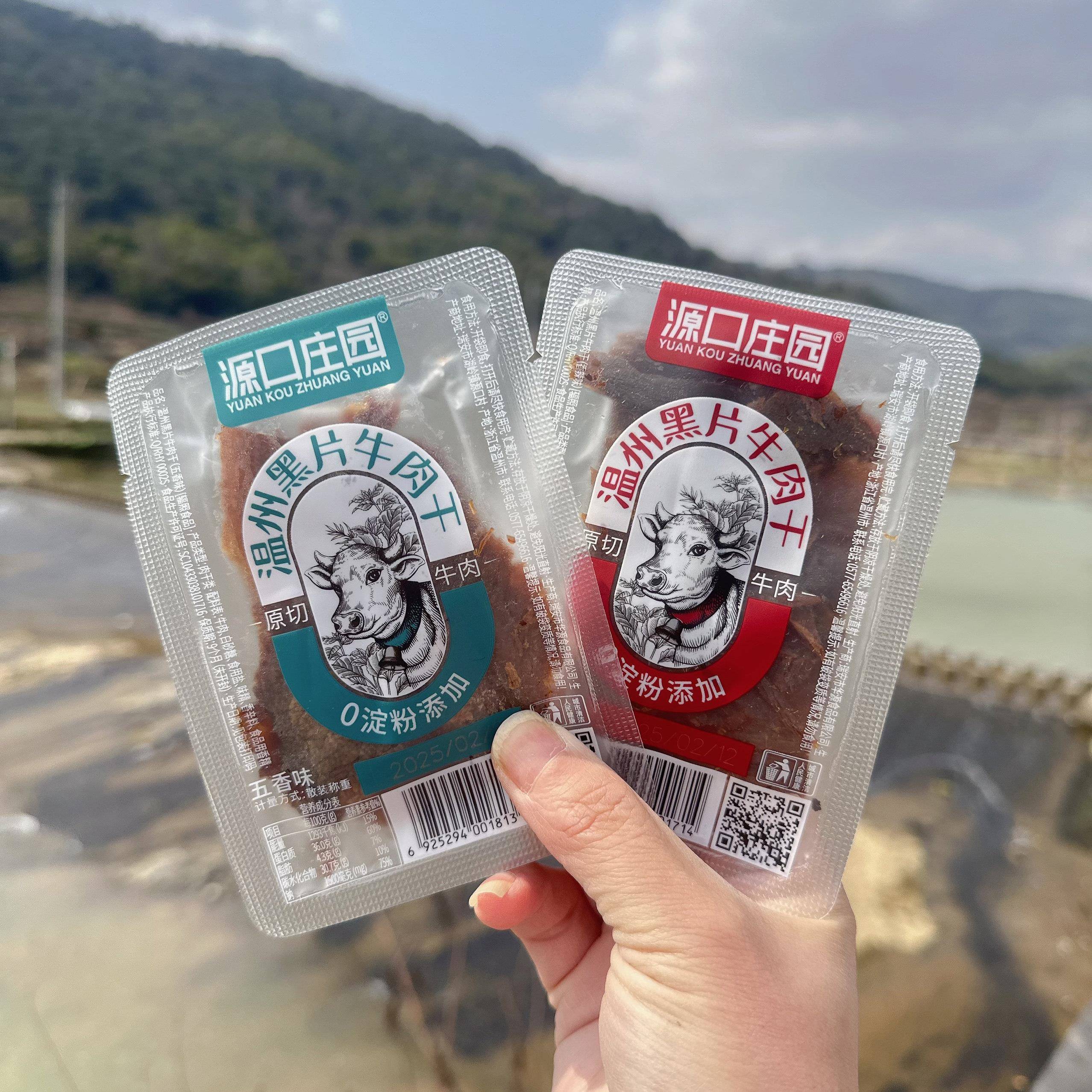 源口庄园温州黑片牛肉干 干散称独立包装原切手撕牛肉片休闲 零食