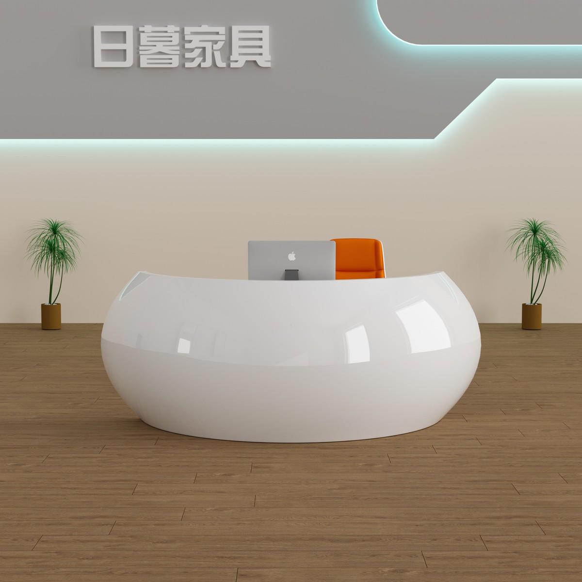 玻璃钢烤漆前台吧台半圆公司大堂接待服务台迎宾创意美容院收银台