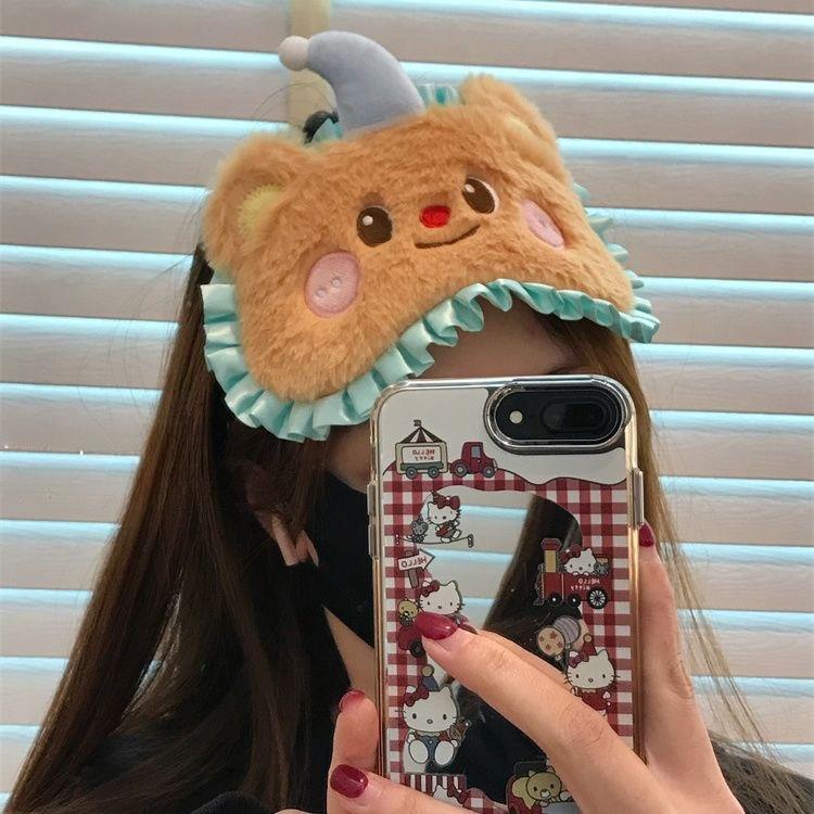黑猫毛绒月子防风发带护头卡通黄油小熊U型