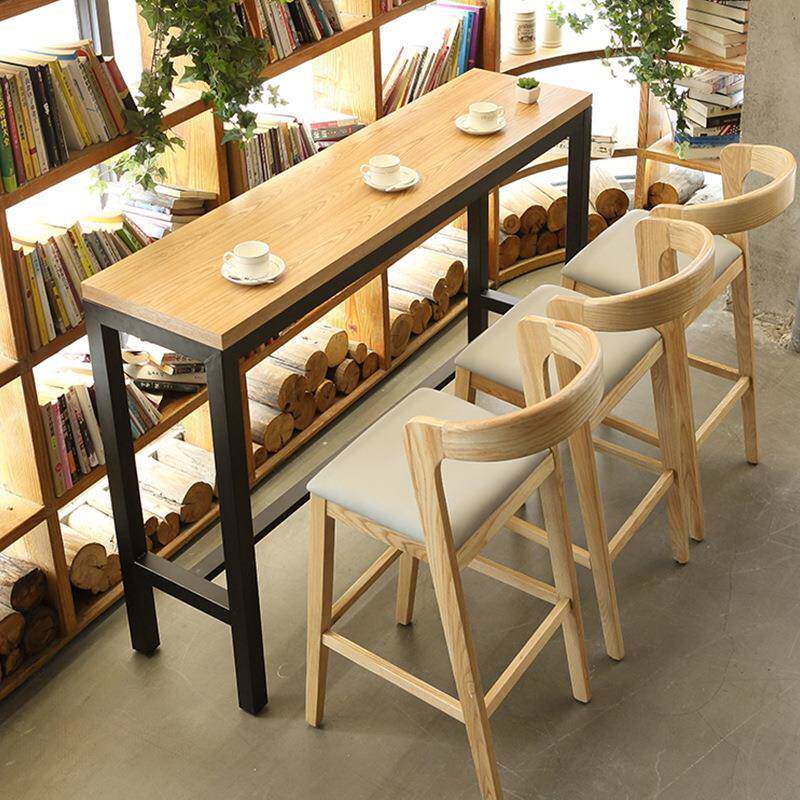外贸款西餐厅咖啡厅奶茶店实木桌椅饮品桌椅组合清吧酒吧吧台桌椅