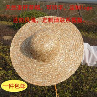 草帽男款大檐遮阳老式麦秆帽子夏季户外防晒农民草帽男工地可印字