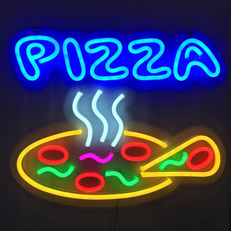 LED户外广告牌制作LED霓虹标牌PIZZA披萨店霓虹发光字招牌