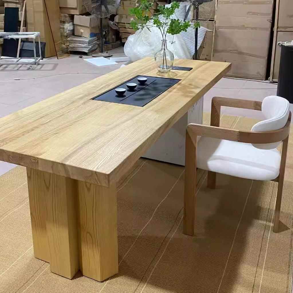 需定制2025新中式黑胡桃白蜡木茶台茶几茶艺酒店民宿办公室茶桌椅