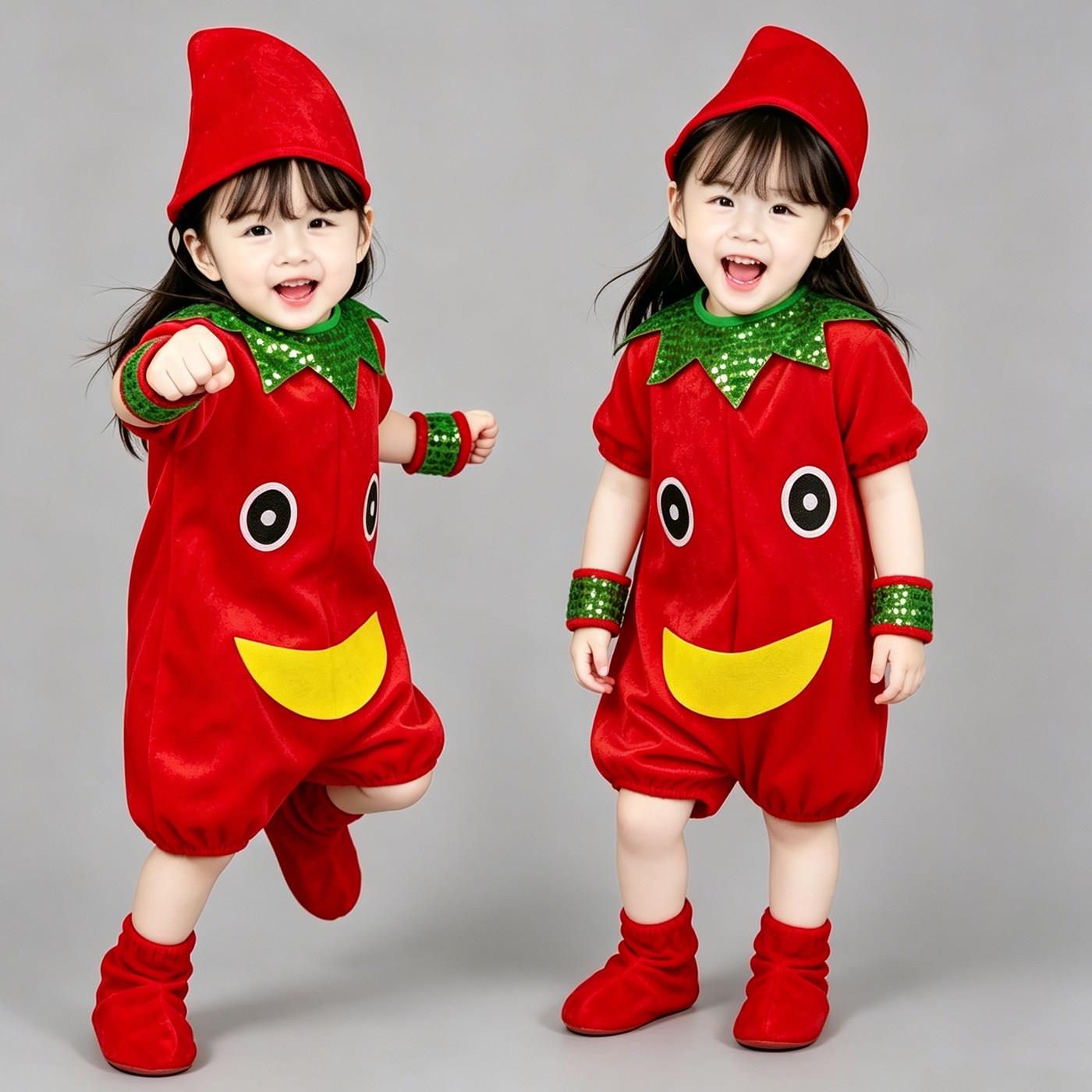 可爱辣椒儿童演出服幼儿园卡通舞台舞蹈服女童小老鼠动物表演服装