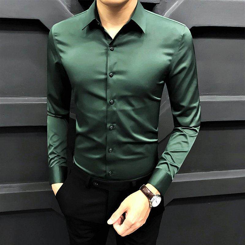 LL男装衬衫男长袖高级感潮牌修身加绒休闲商务春秋季新款保暖纯色