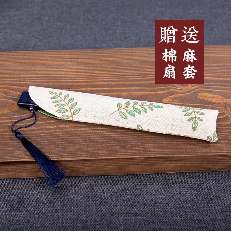 中国风绫绢女式折扇古风随身折叠扇子绫绢扇子日式镂空雕刻竹扇