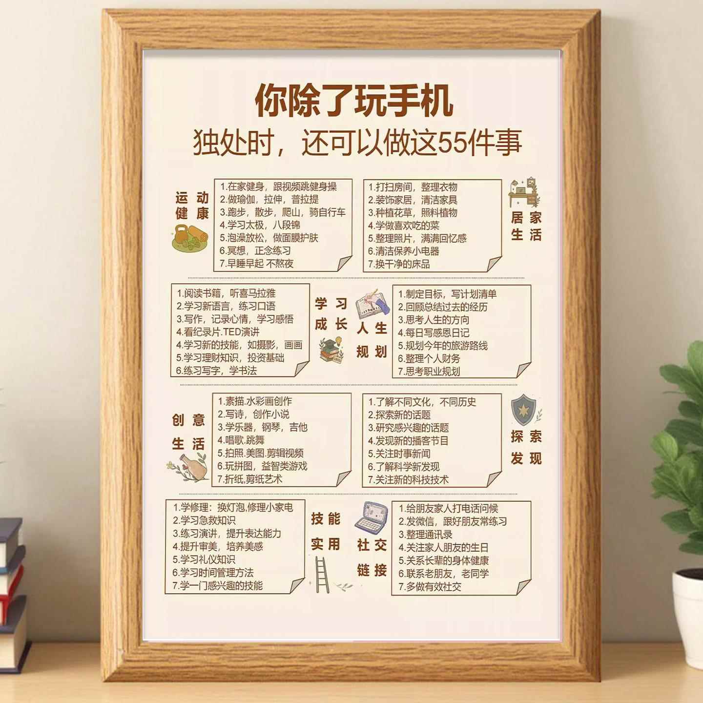2025自律励志治愈系相框提升自己认知桌面摆台书房客厅墙面挂画