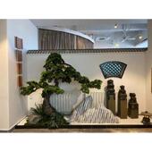 仿真迎客松罗汉松美人松室内造景假树楼梯枯景观仿真石禅意摆件