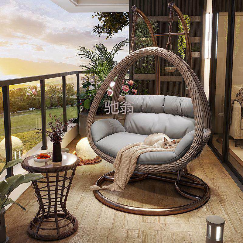 z%户外吊篮家用秋千鸟巢吊椅藤椅摇篮双人摇椅庭院室内吊床阳台懒