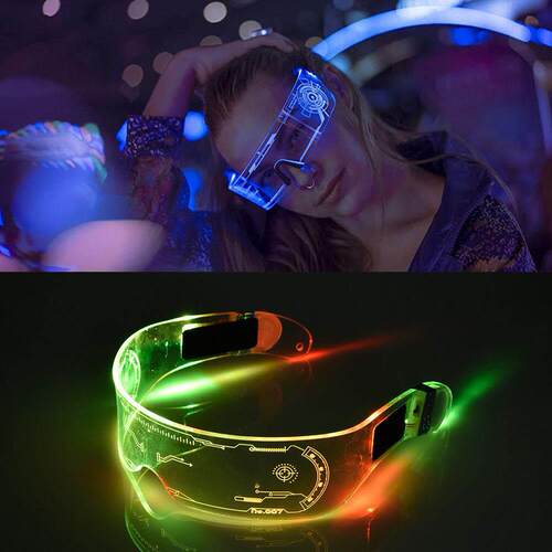 Colorful EL Luminous Glasses Led Light Up Visor Eyeglasses