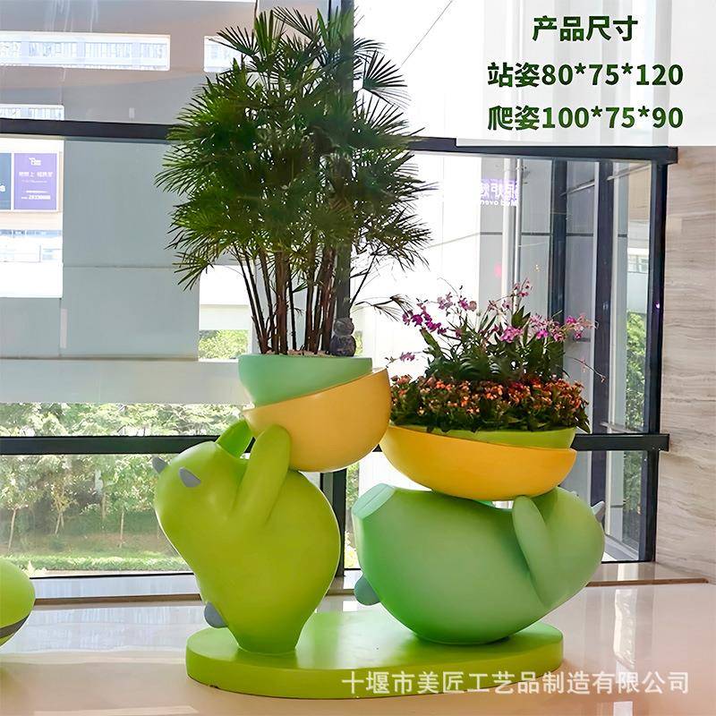 玻璃钢花盆雕塑商场花器摆件户外卡通造型摆件花钵装饰酒店广场