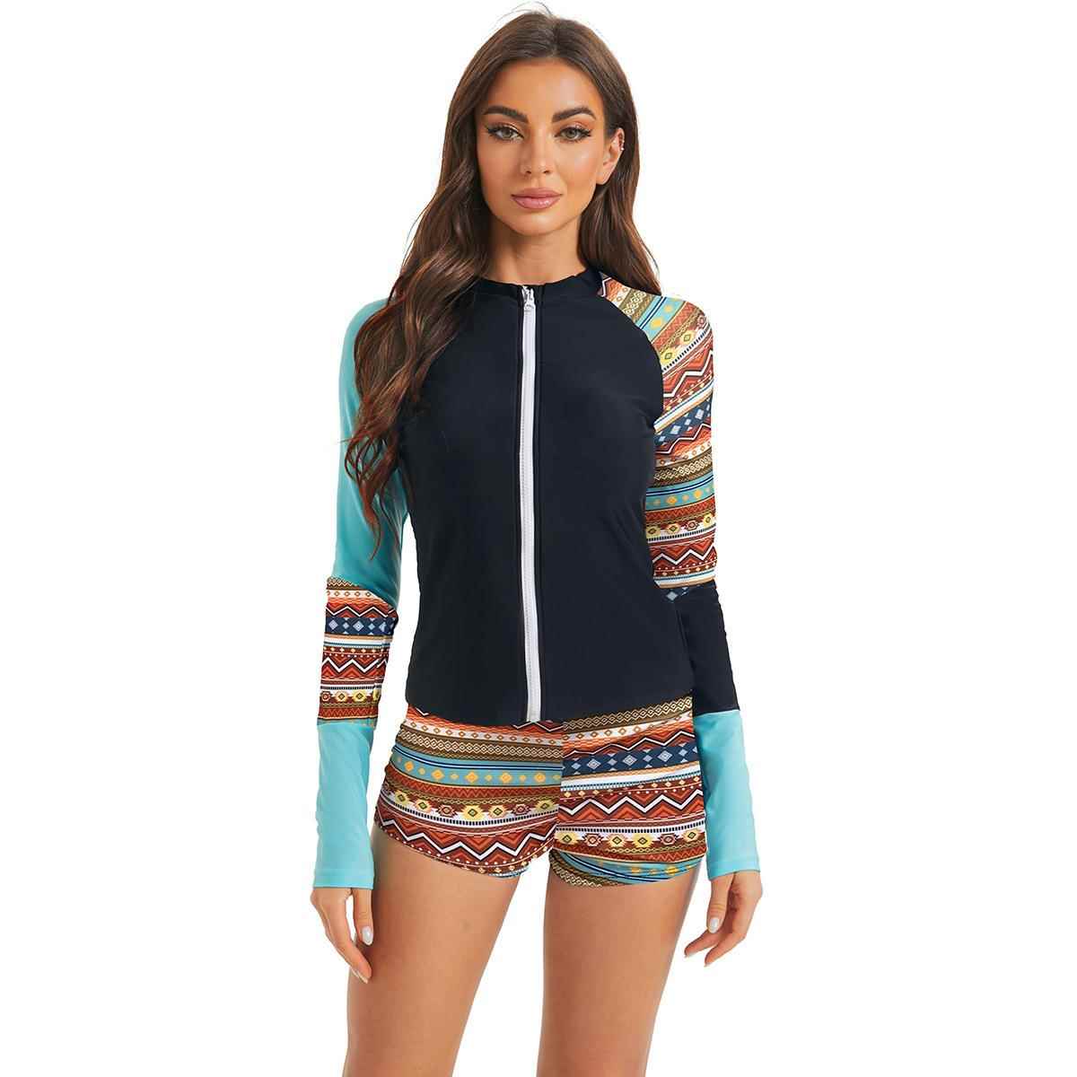 suit swimming women zipper sleeve long women suit surfing