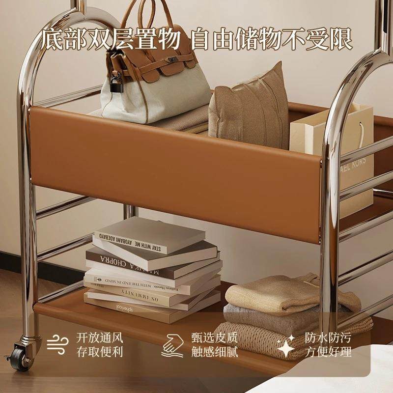 ABV皮兜衣帽架轻奢移动可层客衣双帽架挂晾衣服架子卧室厅落地式