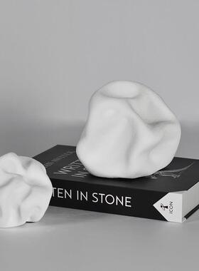 现代简约陶瓷小摆件创意几何桌面软装饰品白色蓝色办公室书桌摆设