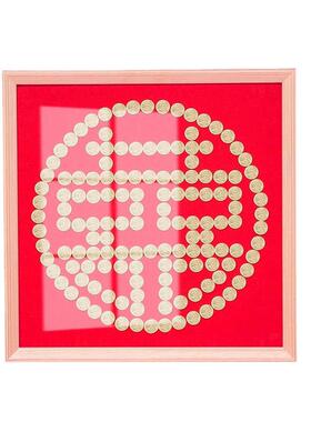 喜字硬币相框五毛钱喜子绒布版模PSJ贴婚房实婚挂件木结材质挂墙