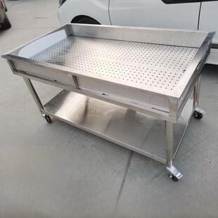 带轮晾肉台可移动售卖台卤货工作台卤味凉肉台鸭货分拣台加厚案子