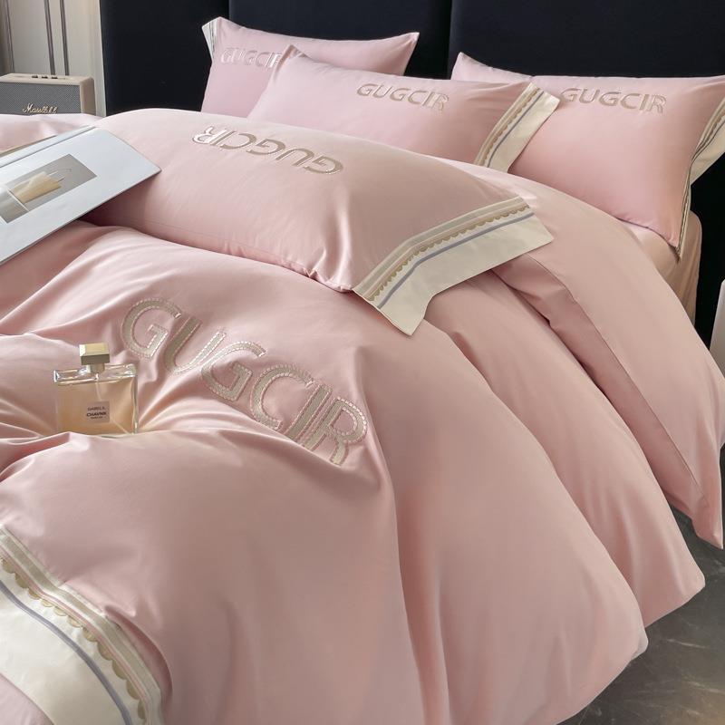 A刺类长绒套棉磨毛绣四件秋冬轻简约纯棉加LCU厚床单被套奢床品