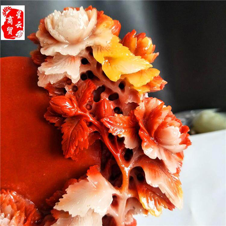 树脂摆件 花开富贵工艺品 室内装饰居家摆饰仿寿山石