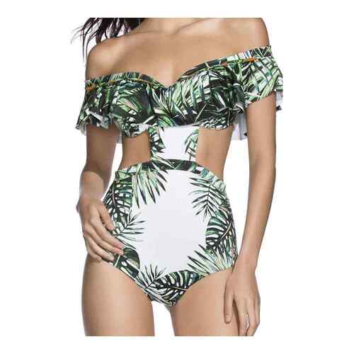 Swimsuit bikini women's leaf one-piece swimsuit one shoulder