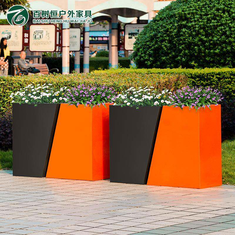 户外不锈钢花箱室外花园公共广场市政花盆花架露天庭院定制花箱