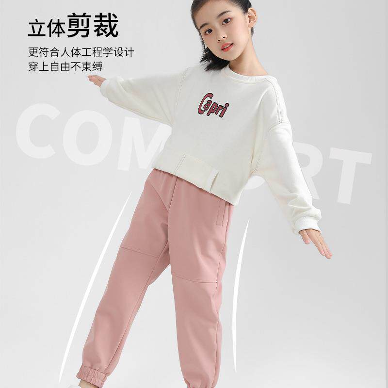 秋冬季男女童防水防风保暖加绒软壳长裤中大儿童户外加绒裤冲锋裤